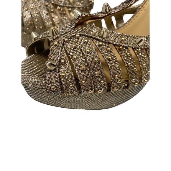 GIANNI Bini Gold Spike Stud Platform Caged Heels Size 8.5 M - Picture 5 of 11